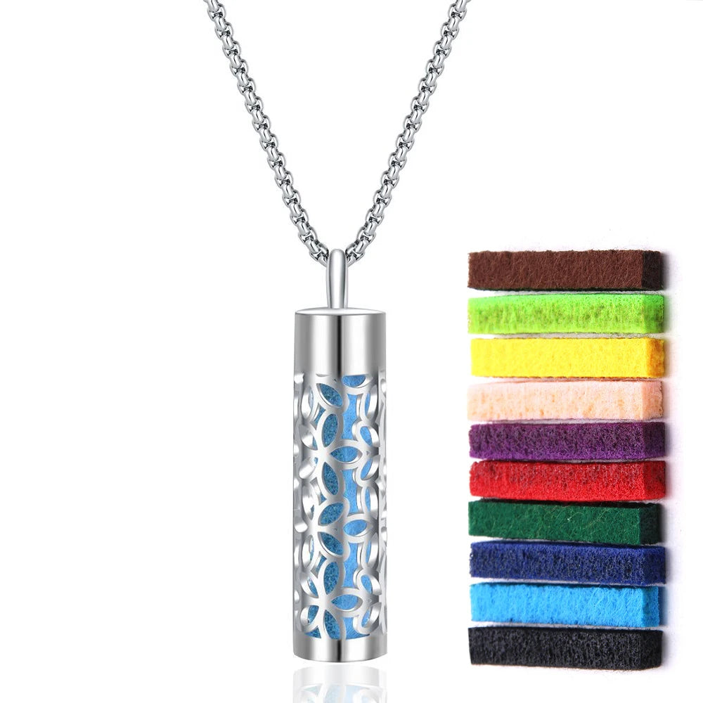 New Aromatherapy Diffuser Necklace LOVE Pattern Stainless Steel Essential Oil Diffuser Lockets Neutral Pendant Trendy Jewelry