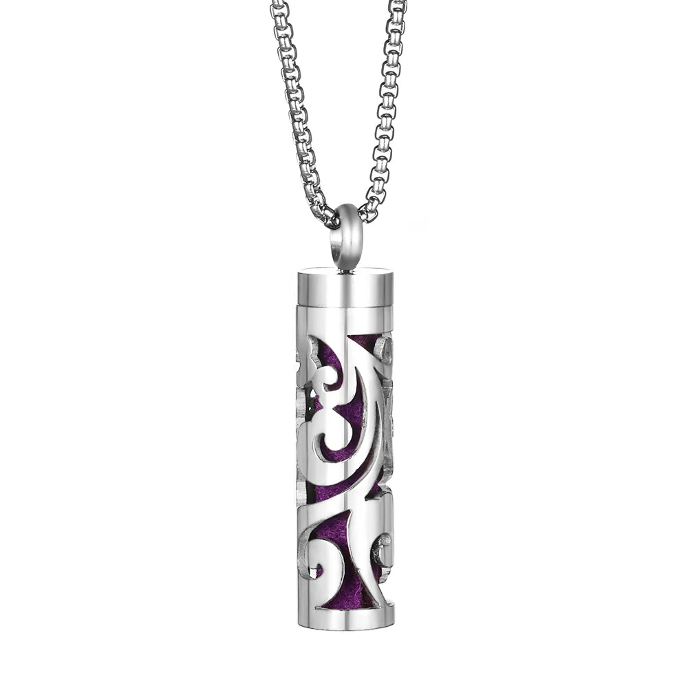 New Aromatherapy Diffuser Necklace LOVE Pattern Stainless Steel Essential Oil Diffuser Lockets Neutral Pendant Trendy Jewelry