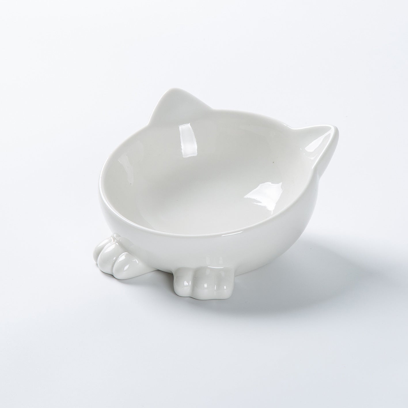 Cartoon Cat Face Figurine Ceramic High-foot Bowl Protect Cervical Drinking Bowl Cat Food Utensils Pet Cat Bowl Pet Supplies