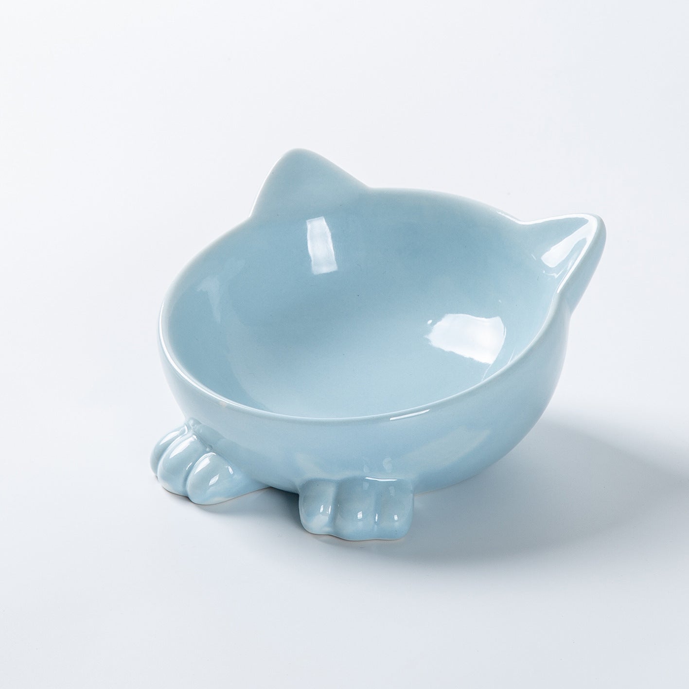 Cartoon Cat Face Figurine Ceramic High-foot Bowl Protect Cervical Drinking Bowl Cat Food Utensils Pet Cat Bowl Pet Supplies