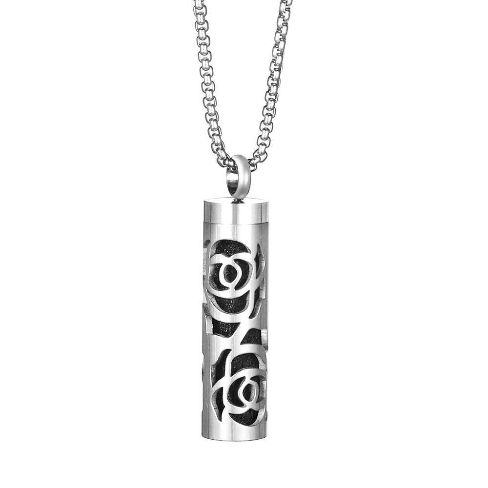 New Aromatherapy Diffuser Necklace LOVE Pattern Stainless Steel Essential Oil Diffuser Lockets Neutral Pendant Trendy Jewelry
