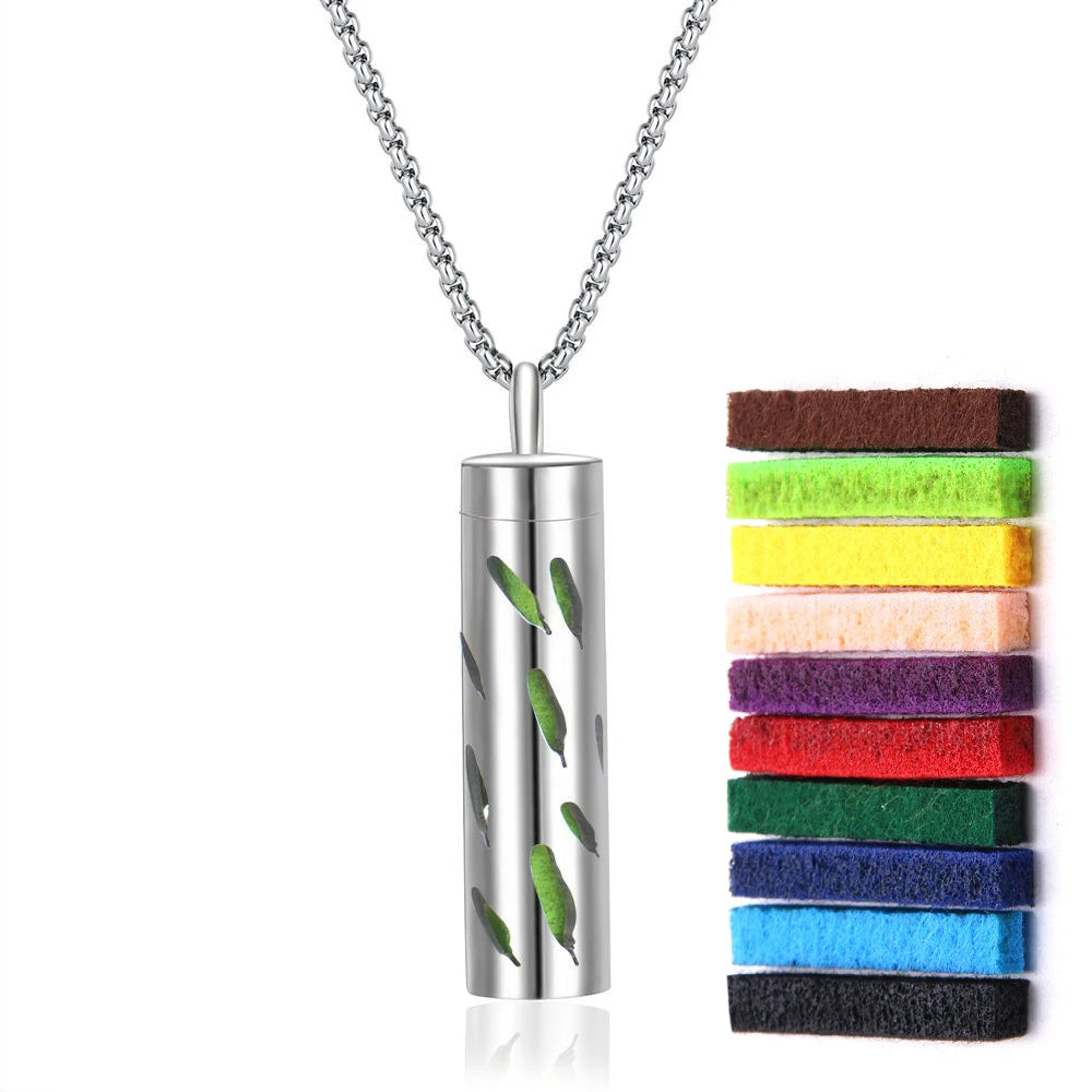 New Aromatherapy Diffuser Necklace LOVE Pattern Stainless Steel Essential Oil Diffuser Lockets Neutral Pendant Trendy Jewelry