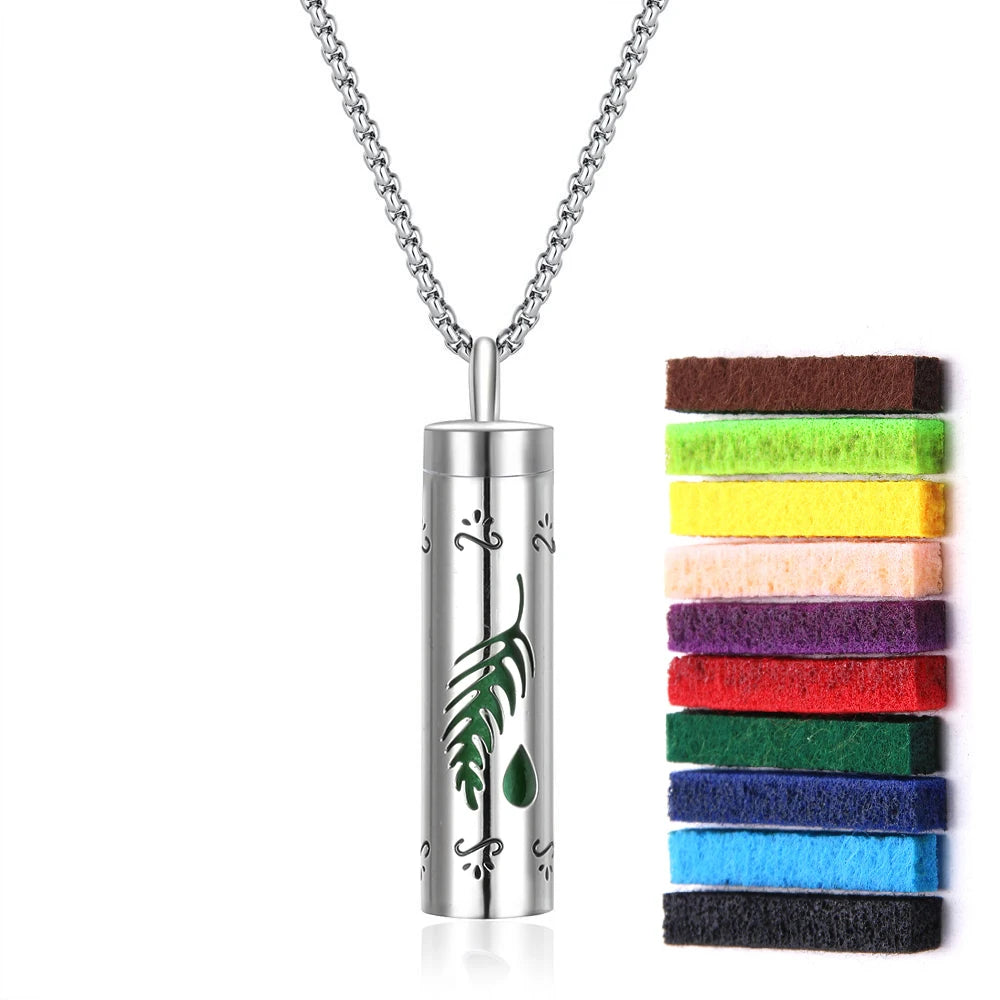 New Aromatherapy Diffuser Necklace LOVE Pattern Stainless Steel Essential Oil Diffuser Lockets Neutral Pendant Trendy Jewelry