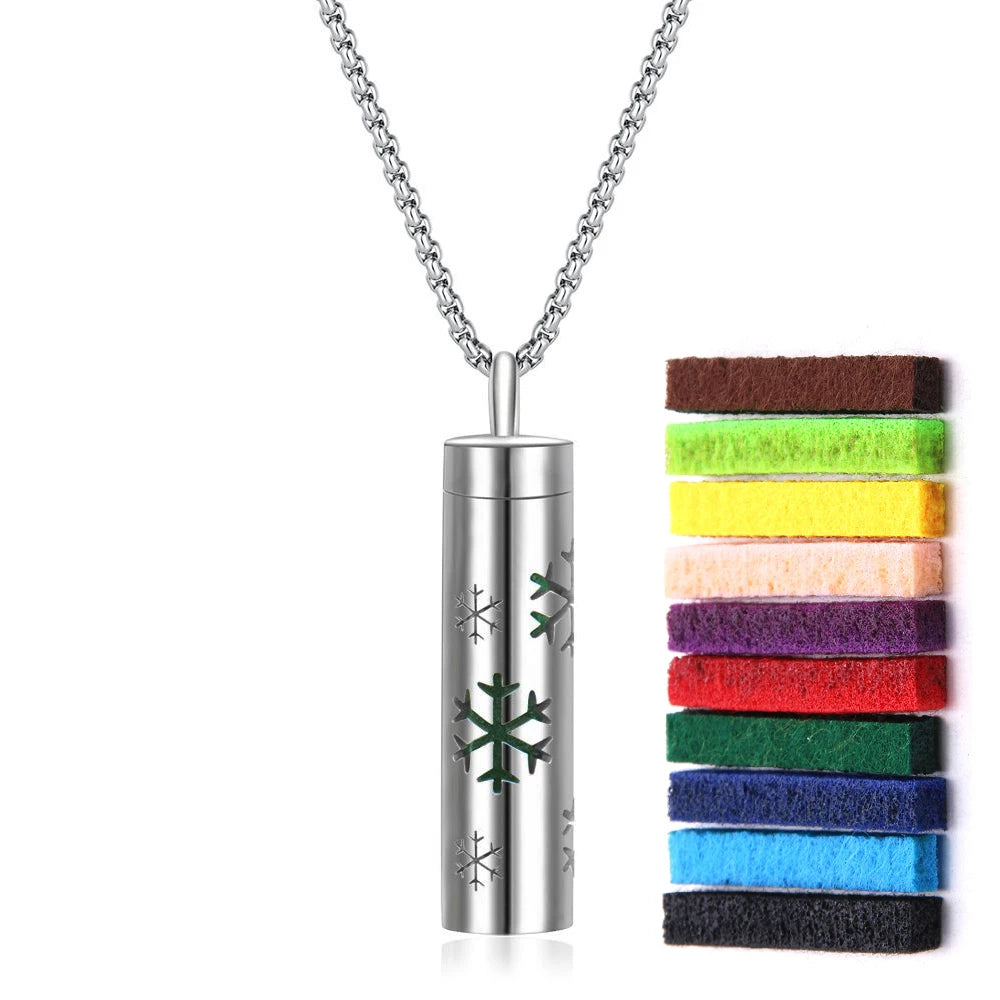 New Aromatherapy Diffuser Necklace LOVE Pattern Stainless Steel  Essential Oil Diffuser Lockets Neutral Pendant Trendy Jewelry