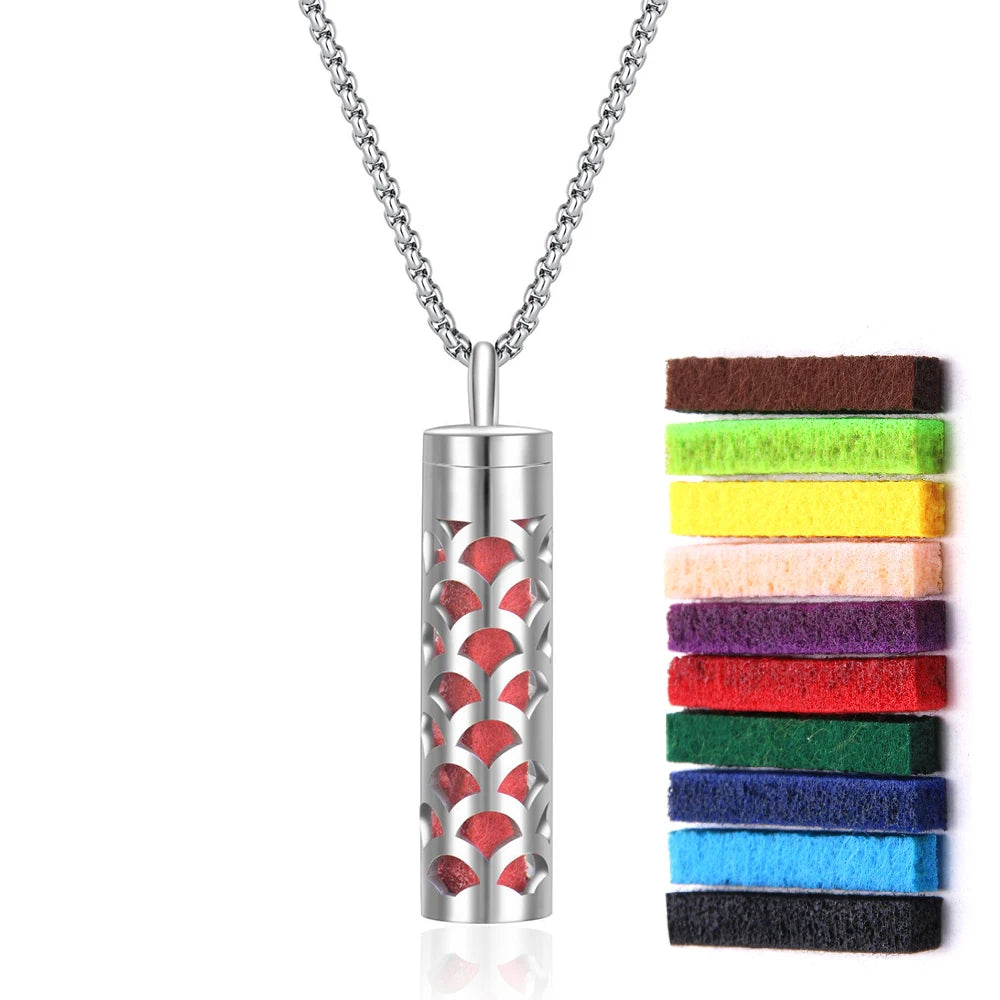 New Aromatherapy Diffuser Necklace LOVE Pattern Stainless Steel  Essential Oil Diffuser Lockets Neutral Pendant Trendy Jewelry