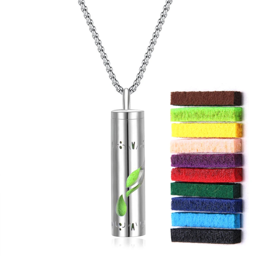 New Aromatherapy Diffuser Necklace LOVE Pattern Stainless Steel  Essential Oil Diffuser Lockets Neutral Pendant Trendy Jewelry