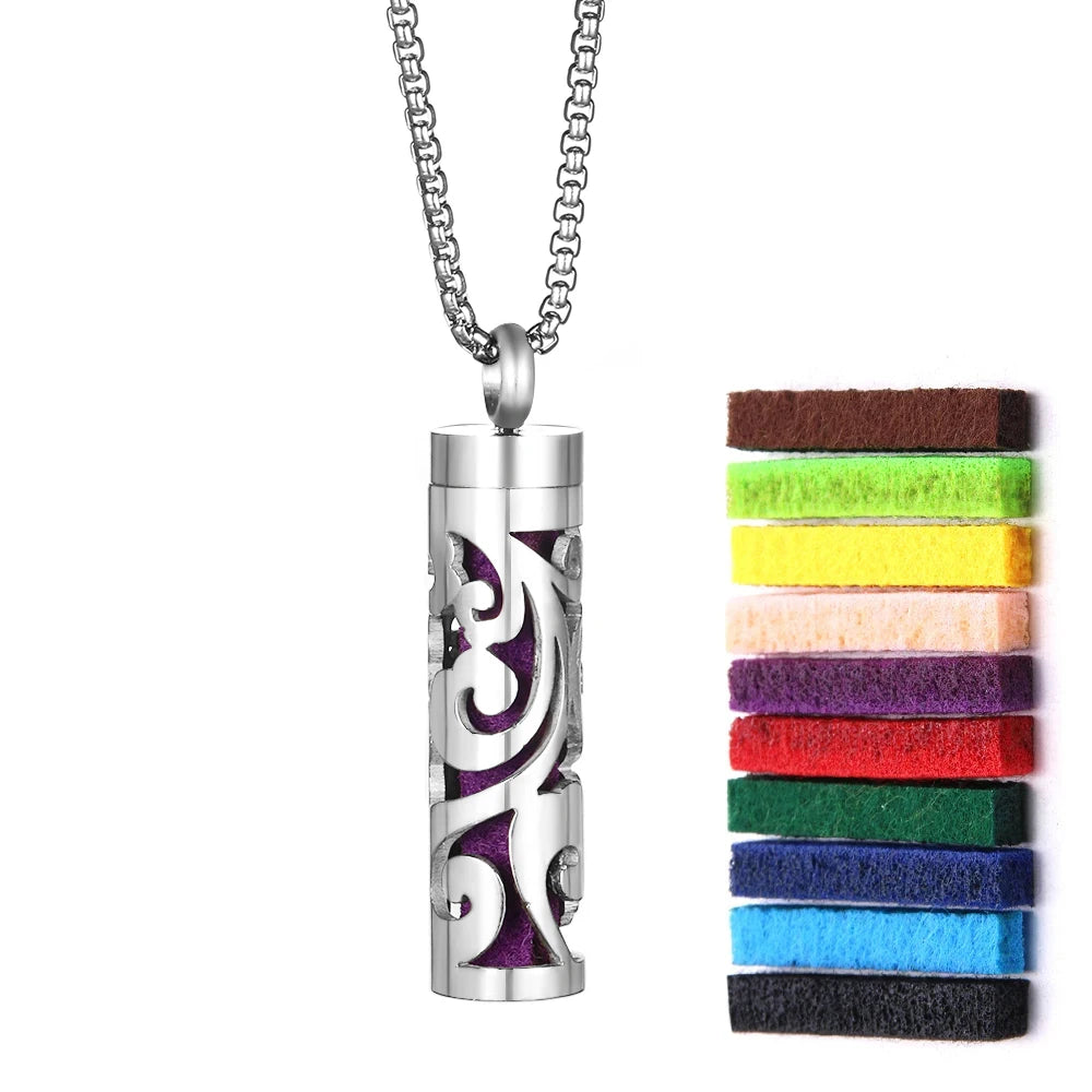 New Aromatherapy Diffuser Necklace LOVE Pattern Stainless Steel  Essential Oil Diffuser Lockets Neutral Pendant Trendy Jewelry