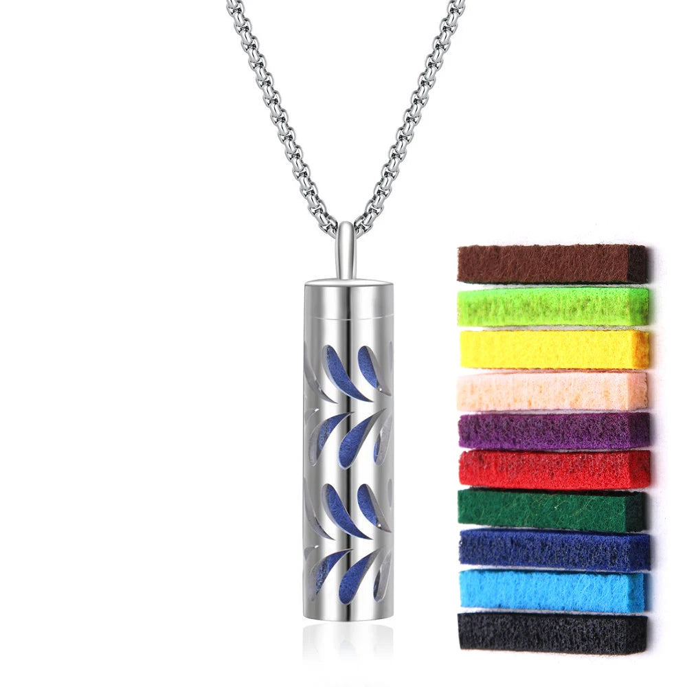 New Aromatherapy Diffuser Necklace LOVE Pattern Stainless Steel  Essential Oil Diffuser Lockets Neutral Pendant Trendy Jewelry