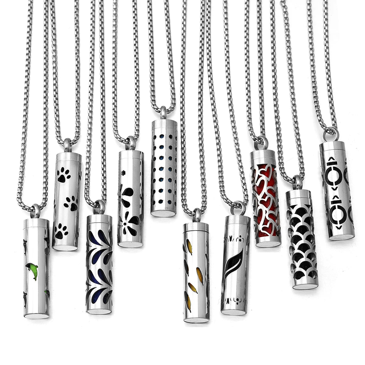 New Aromatherapy Diffuser Necklace LOVE Pattern Stainless Steel  Essential Oil Diffuser Lockets Neutral Pendant Trendy Jewelry