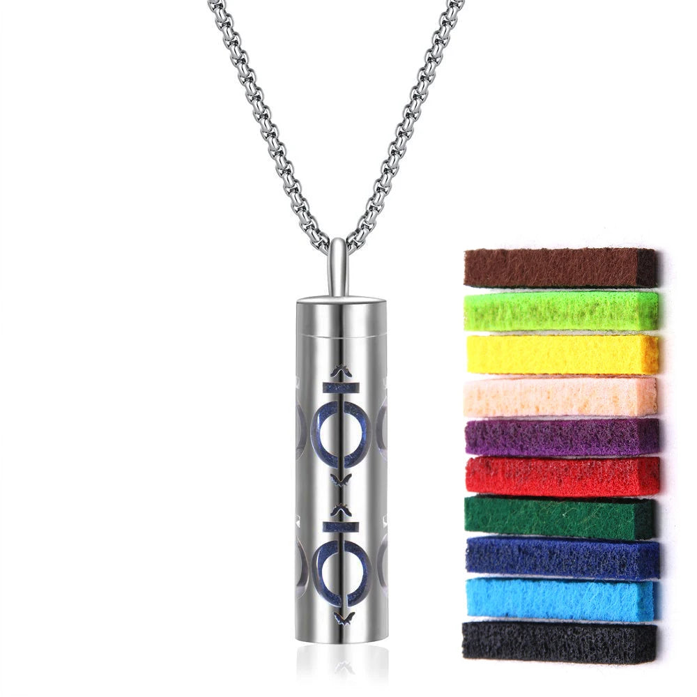 New Aromatherapy Diffuser Necklace LOVE Pattern Stainless Steel  Essential Oil Diffuser Lockets Neutral Pendant Trendy Jewelry