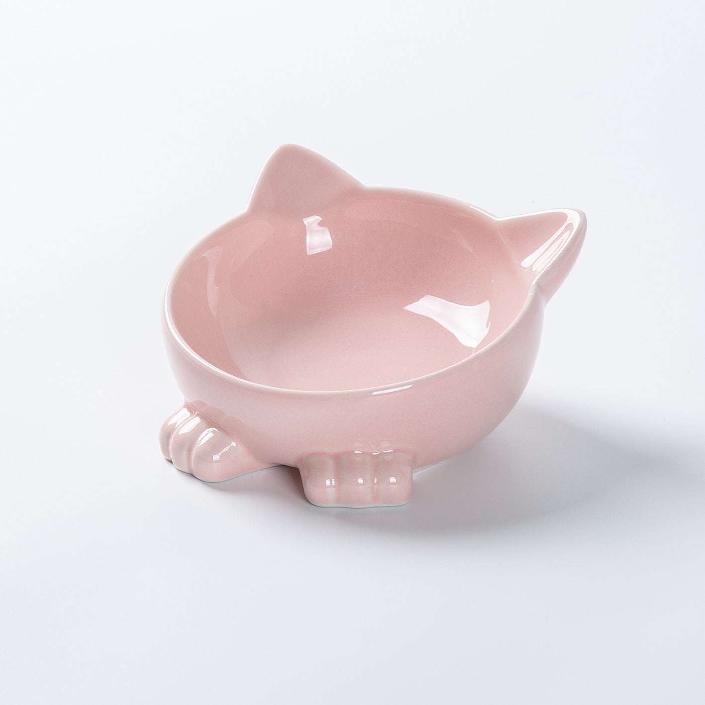 Cartoon Cat Face Figurine Ceramic High-foot Bowl Protect Cervical Drinking Bowl Cat Food Utensils Pet Cat Bowl Pet Supplies