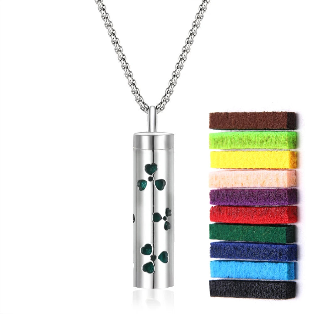 New Aromatherapy Diffuser Necklace LOVE Pattern Stainless Steel  Essential Oil Diffuser Lockets Neutral Pendant Trendy Jewelry