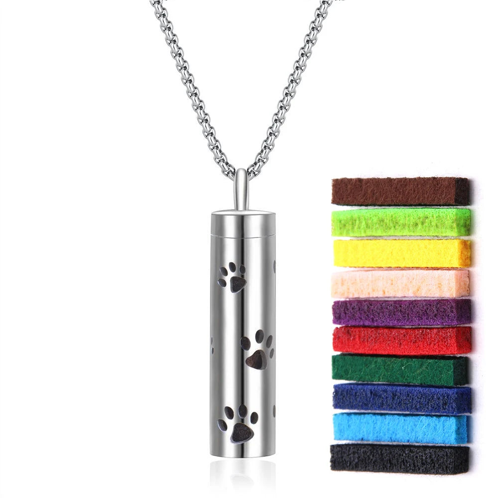 New Aromatherapy Diffuser Necklace LOVE Pattern Stainless Steel  Essential Oil Diffuser Lockets Neutral Pendant Trendy Jewelry
