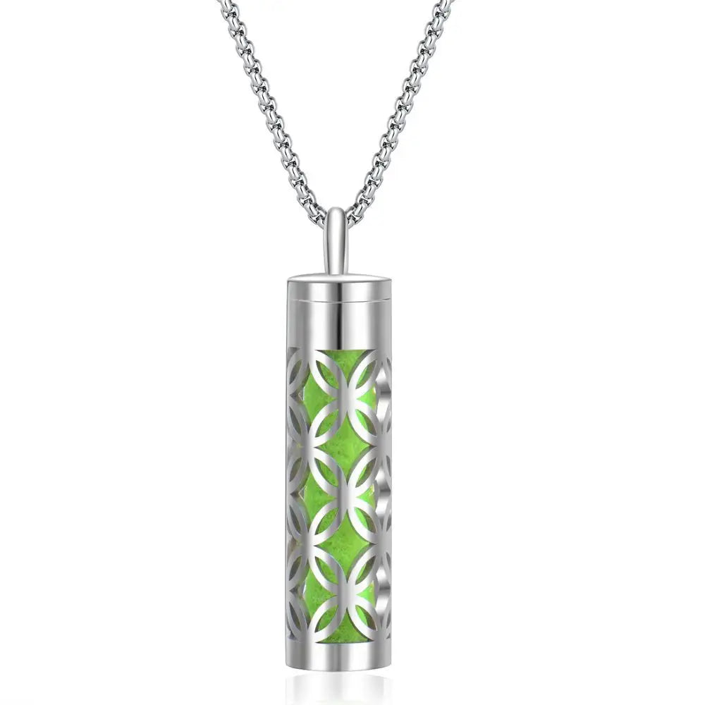 New Aromatherapy Diffuser Necklace LOVE Pattern Stainless Steel  Essential Oil Diffuser Lockets Neutral Pendant Trendy Jewelry