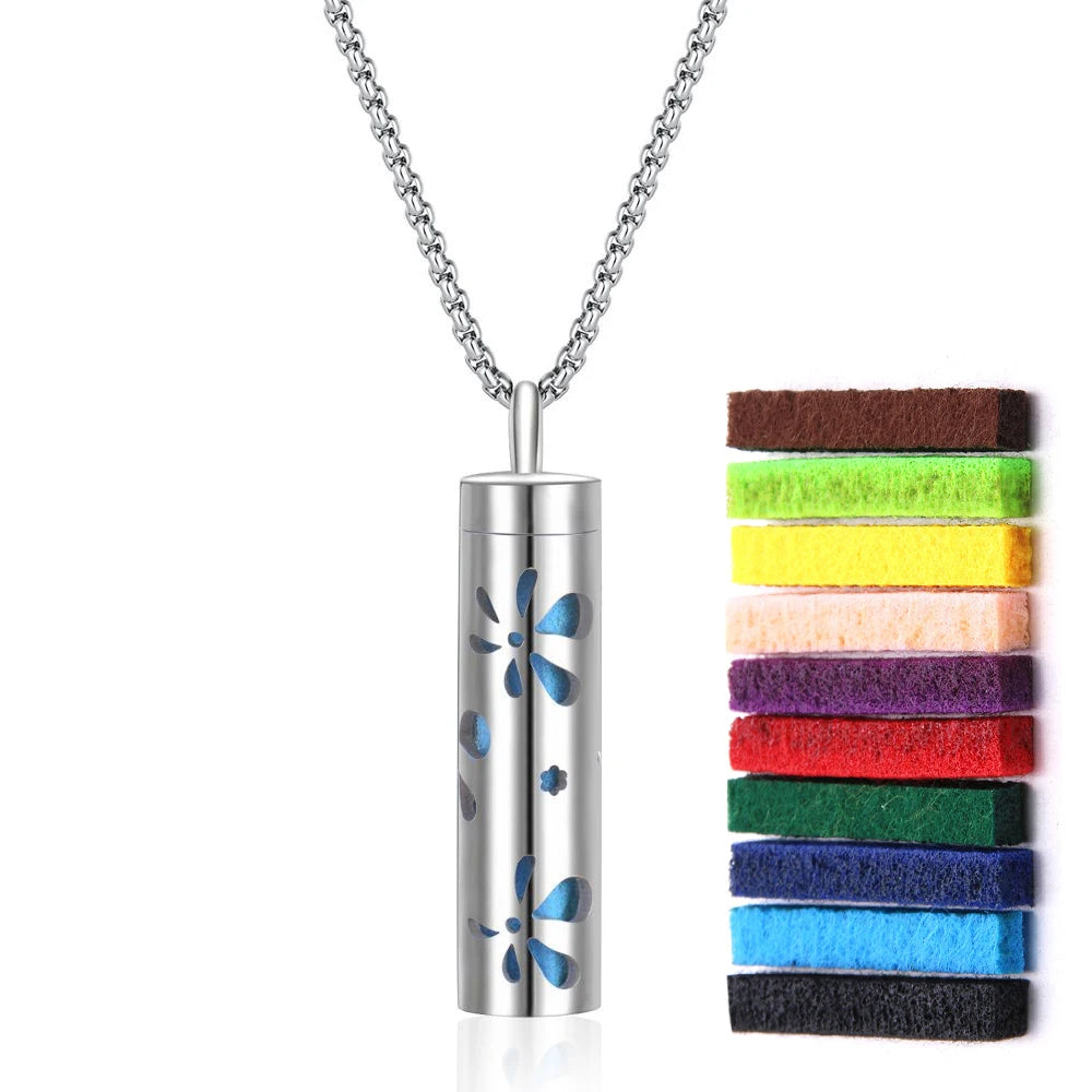 New Aromatherapy Diffuser Necklace LOVE Pattern Stainless Steel  Essential Oil Diffuser Lockets Neutral Pendant Trendy Jewelry
