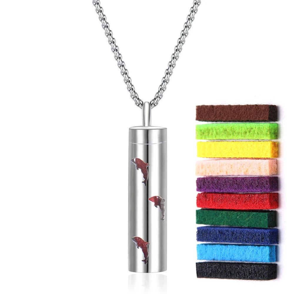 New Aromatherapy Diffuser Necklace LOVE Pattern Stainless Steel  Essential Oil Diffuser Lockets Neutral Pendant Trendy Jewelry